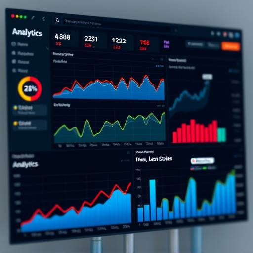 Dashboard van een analytics platform met grafieken die websiteverkeer, gebruikersgedrag en conversiedoelstellingen tonen.