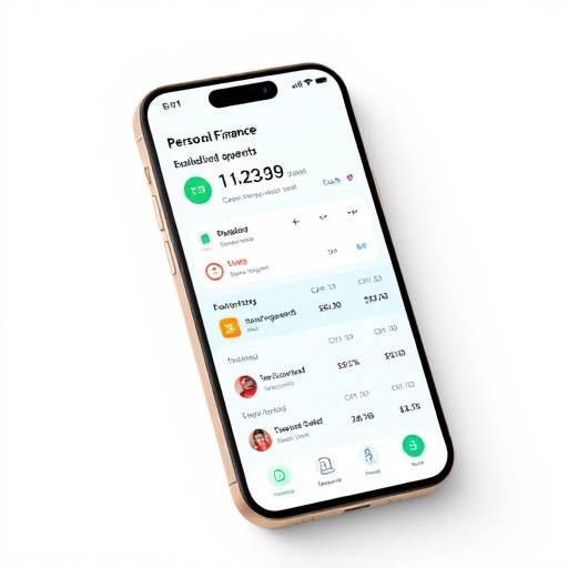 Mobiele applicatie voor het beheren van persoonlijke financi&euml;n, met budgetteringstools, uitgavenanalyse en spaardoelen op een smartphone.