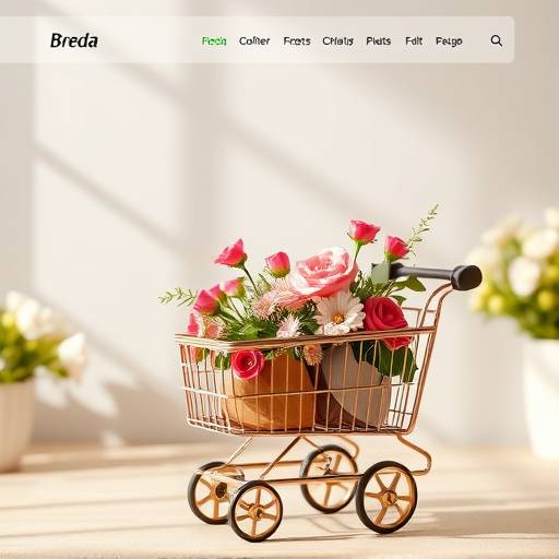 Mock-up van een e-commerce website voor een lokale bloemist uit Breda, met afbeeldingen van verse bloemen en een eenvoudige winkelwagen.